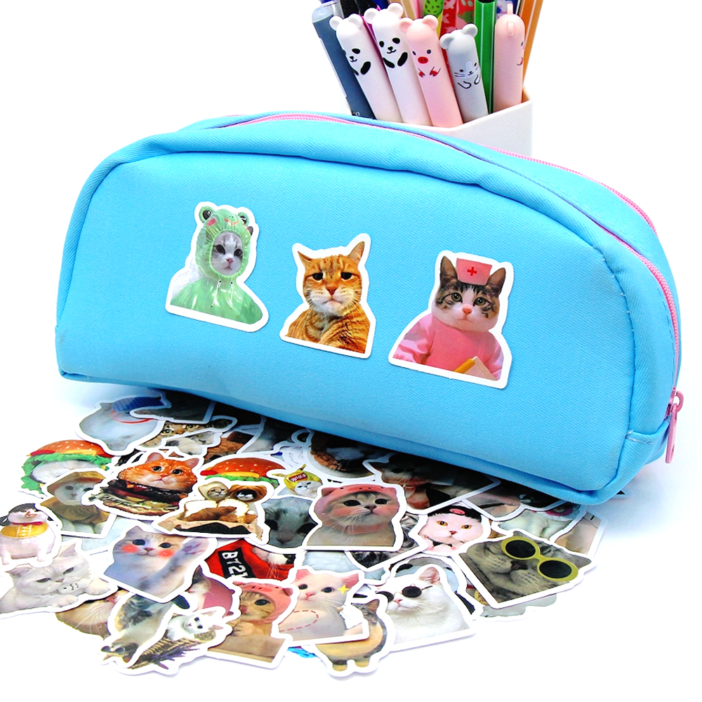 10/50/100pcs Funny Cute Cat Stickers Cat DIY Stickers Scrapbooking Phone Laptops Luggage Skateboard Decorative Waterproof Decals