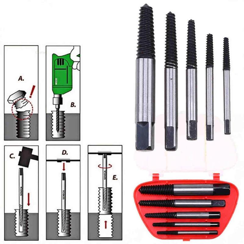 Extractor de tornillos dañado roto Extracción de brocas 5 uds/6 uds tornillos tornillo fuera 1 # Tool Drivers dañado tornillo removedor velocidad O5B7