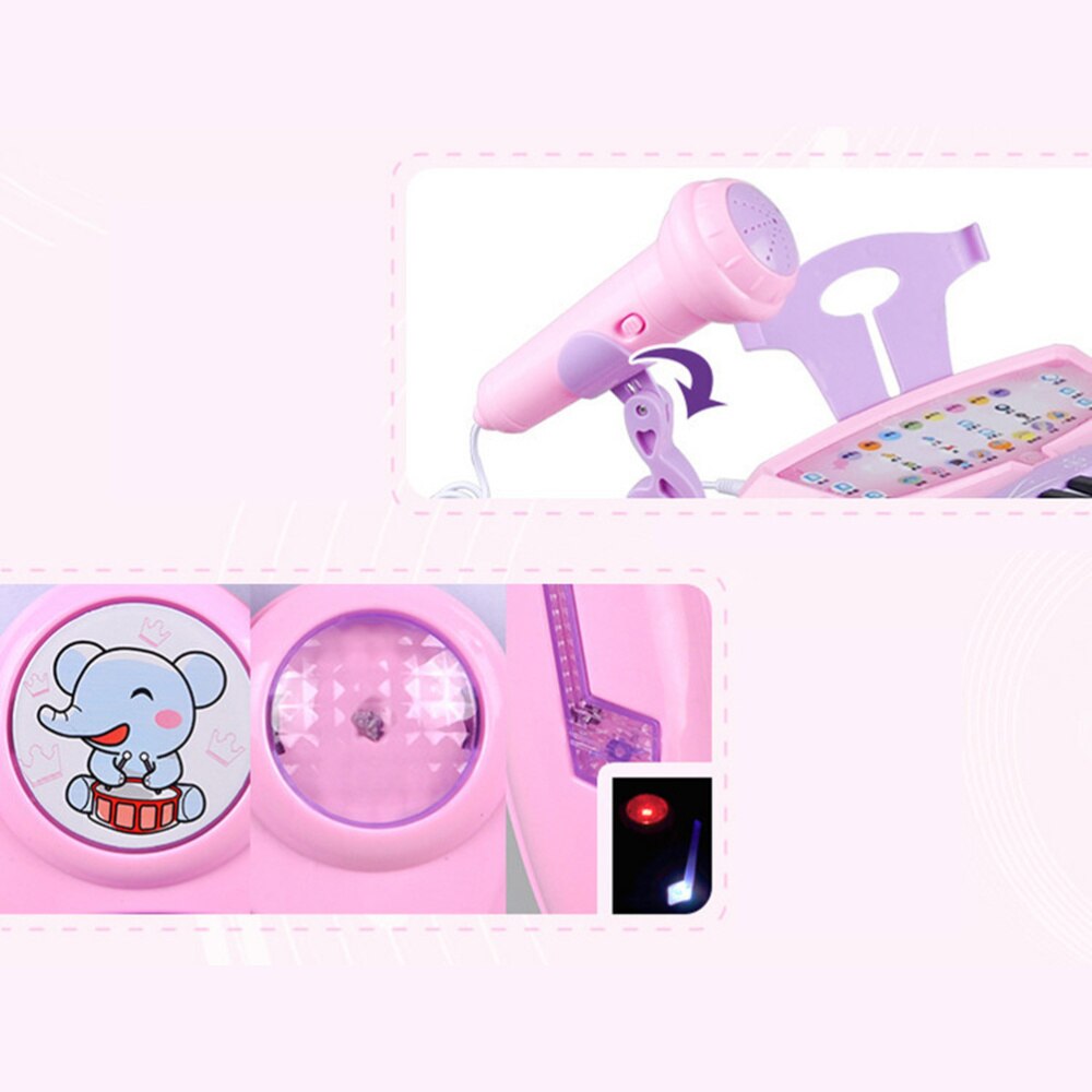 1pc Multifunctional Electronic Childrens Keyboard with Microphone Educational for Kids Children(Pink, without Ba