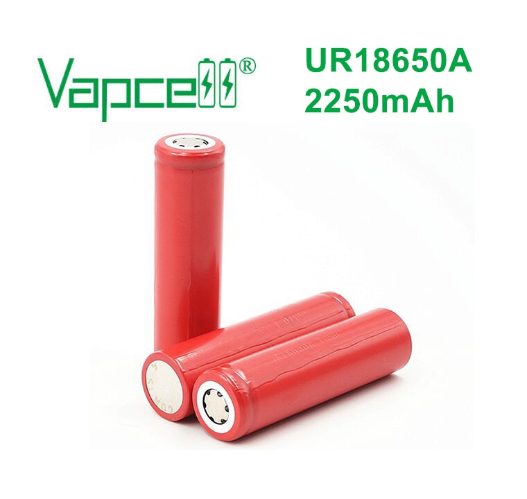 100% original 18650 2200mah / 2250mah 18650 li ion (UR18650A) 3.7V rechargeable battery flat and add button top ( pointed )