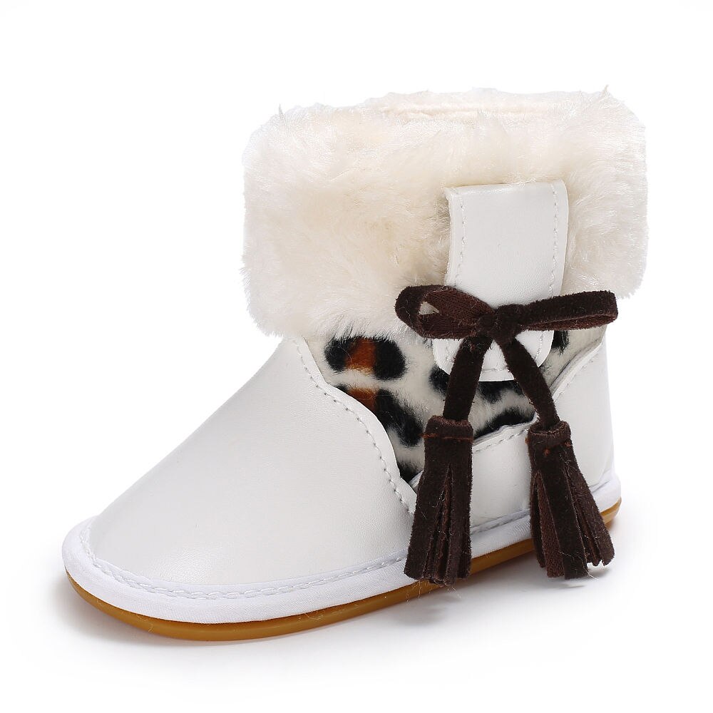 Newborn Moccasins Infant Toddler Baby Girls Snow Boots Winter Rubber Thick Snow Plush Boots Leopard Print Keep Warm Shoes 0-18M: Model 1 / 7-12 Months
