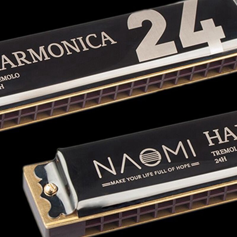 Naomi 24 Holes Tremolo Harmonica Sleutel Van C Rvs Mondharmonica Mondharmonica Met Case Wind Instrument