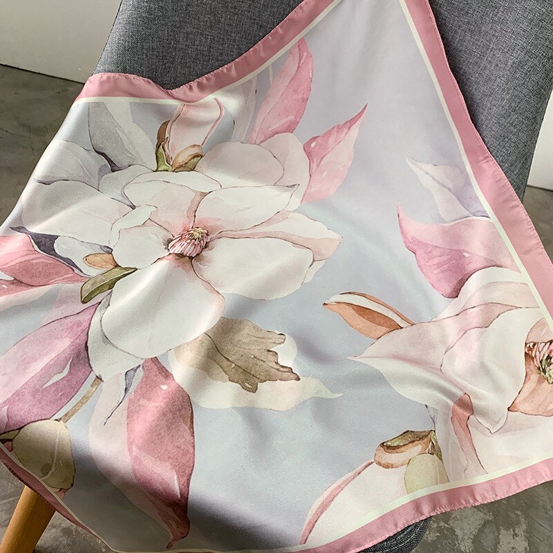 Luksus tørkle silke hårskjerf til kvinner skrive ut bandana hode sateng skjerf 53*53cm små pannebånd hals skjerf til damer: 04