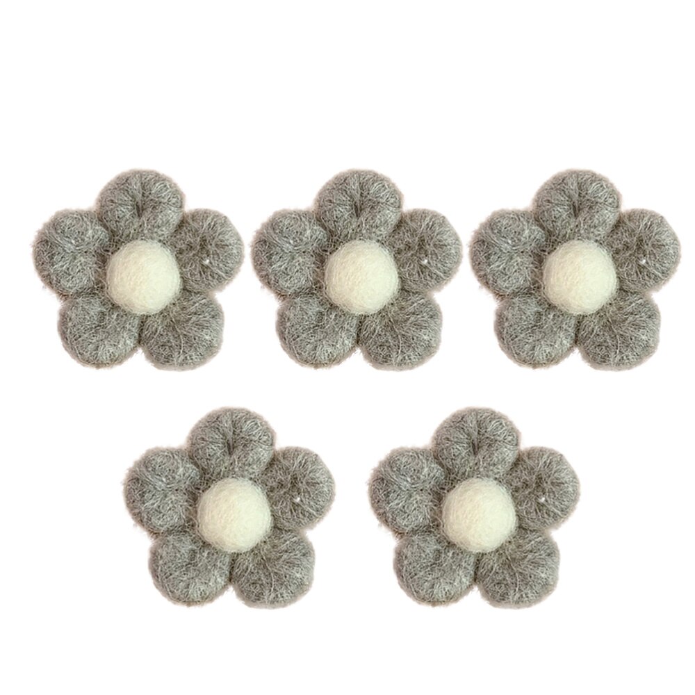 5Pcs Vilt Broche Schattige Bloem Vormige Breastpins Kids Broche Corsage Kleding): Grey