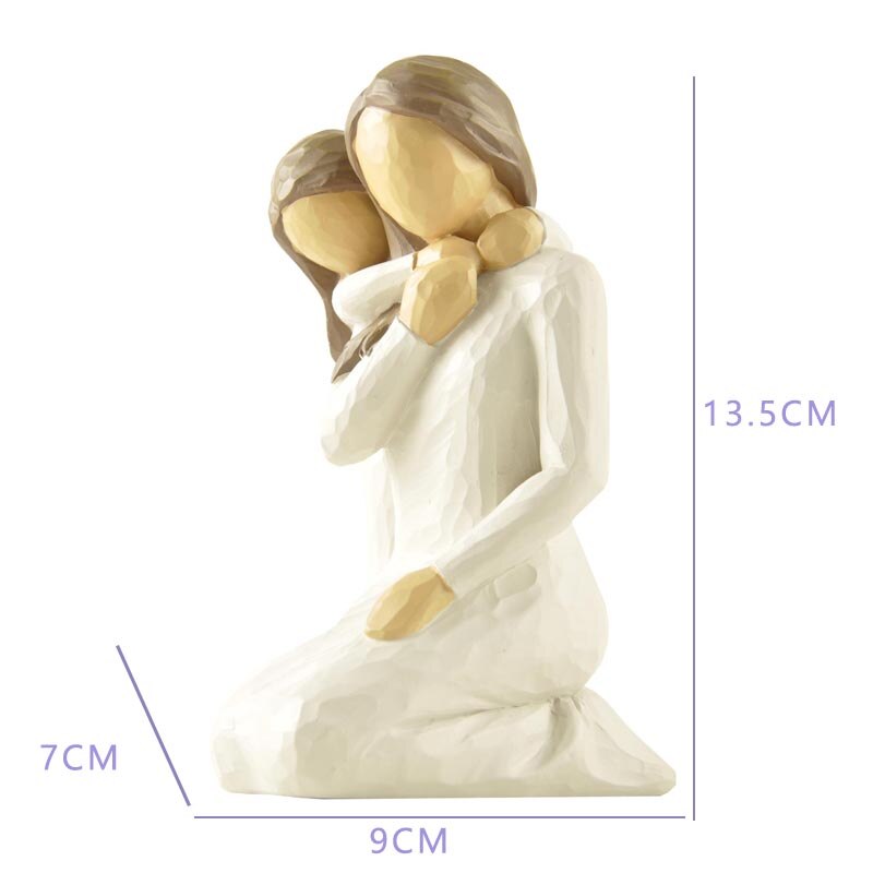 Resin Craft 13 cm 5" Daughter Hug Mom Statues and Figurines Sculpture Woman Cream Home Decor Best For Mon and Daughter