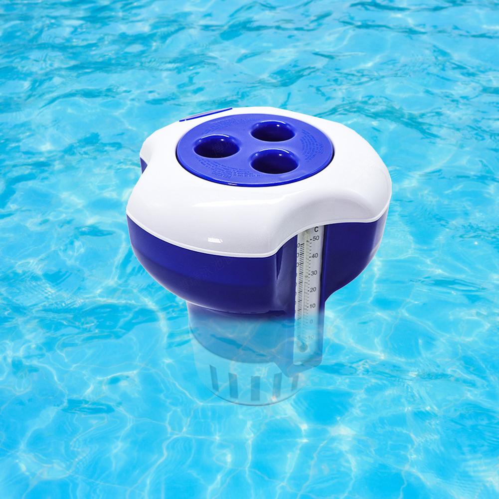 Pool Chemical Dispenser Safe Spa Chlorine Floater with Thermometer