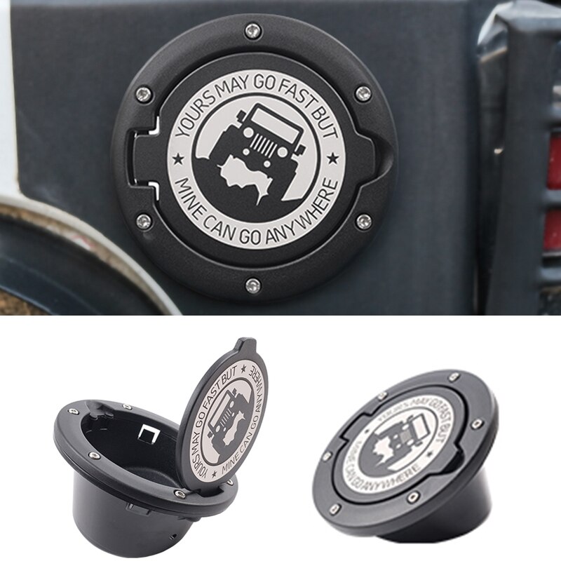 Metal Gas Cap Fuel Door Gas Tank Cover Fit for Jeep Wrangler JK
