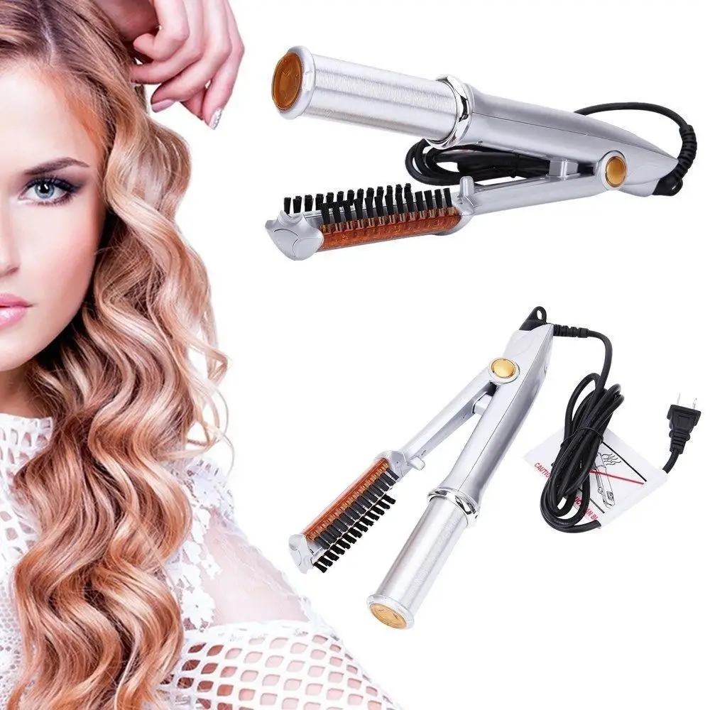 Hairs Curler Straighter Rotating Hair Brush Curler Styler Hair Styling Tools Curling Iron Straighting Brush 2 In 1