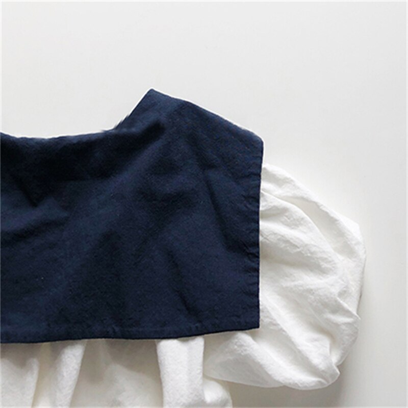 1885C 2022 Zomer Bigbowtie Jurk Marine Stijl Prinses Shortsleeve Jurk Kinderen Meisjes Jurken