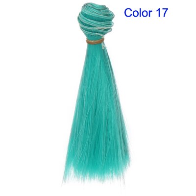Bjd haar 15 cm * 100 CM blauw groen paars kleur korte rechte haar voor 1/3 1/4 BJD diy pop rechte pruiken: Color 17
