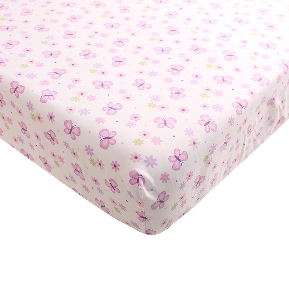3 pièces violet 100% coton bébé pépinière literie lit bébé ensemble de literie bébé décor, drap housse, couette de berceau, volants de poussière