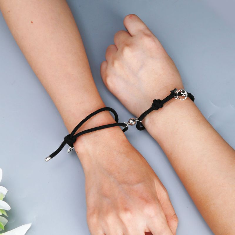 ANGELADY-pulsera de la Amistad minimalista para parejas, Kit de pulsera de distancia magnética trenzada, 2 unidades