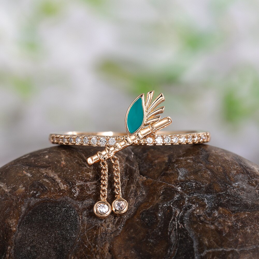 Stijlvolle Goud Kleur Tassel Ringen Koreaanse Sieraden Ingelegd Shiny Cz Ring Steen Delicate Vrouwen Party Vinger Ring
