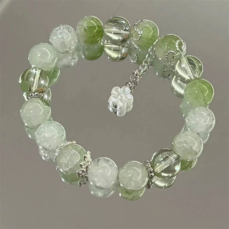 Simples verde pipoca pulseira de cristal para mulheres meninas coreano ins flor raposa pena borla pulseiras amizade jóias presentes: VERMEIL