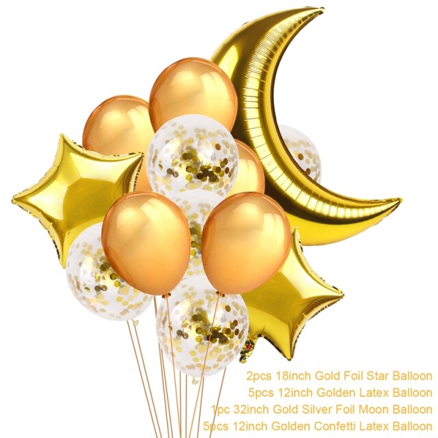 Fengrise Eid Mubarak Ballon Kareem Glücklich Ramadan Dekoration Muslim Islamischen Muslimischen Festival Ballon Ramadan Ballon Hilfe Mubarek: 13pcs set 5