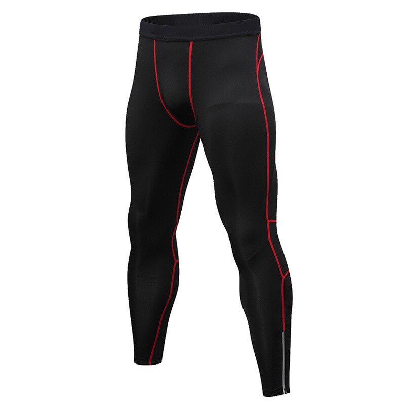 男性のスポーツパンツジッパー反射ナイト実行フィットネストレーニングストレッチ速乾性タイツ91301: Black-red Line / XL