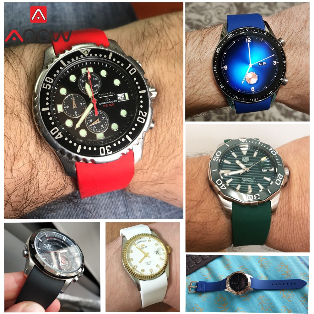 18Mm 20Mm 22Mm 24Mm Zachte Siliconen Band Universele Elleboog Arc Rubber Band Sport Waterdicht Vervanging Armband horloge Accessoires