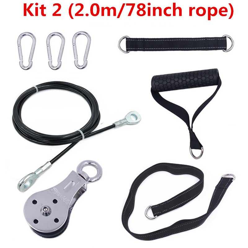 Fitness remskive kabel gym træningsmaskine arm biceps triceps blaster hånd styrketræning vedhæftede system hjemme diy: Sæt 2 2.0m reb