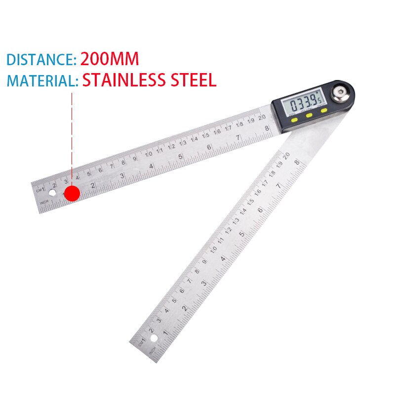 200mm digital instrument angle inclinometer angle digital scale electronic goniometer protractor angle detector: JS-200MM