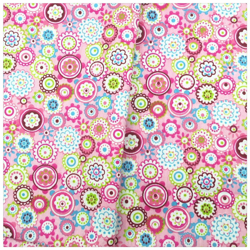 Twill Cotton Fabric Syunss Pink Flower Print For Curtain Kid Doll The Cloth Material Sewing Craft Tissue Telas Fabrics Patchwork