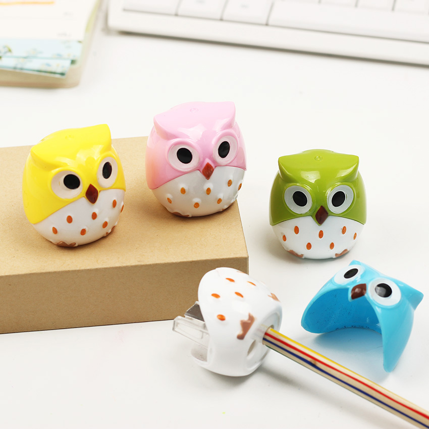 Mini Kawaii-sacapuntas con forma de búho, material escolar de papelería para estudiantes, 1 unidad