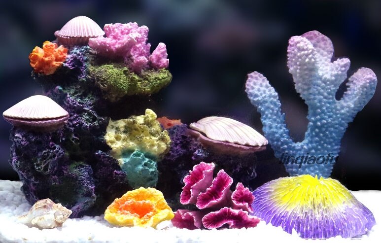 Fish tank simulation coral landscaping Aquarium decorative water feature package combination: B