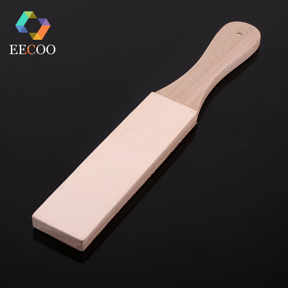 EECOO Knife Sharpener Set Wooden Handle Leather Knife Sharpener Sharpening Strop Polishing Sharpen Kitchen Knives Accessory