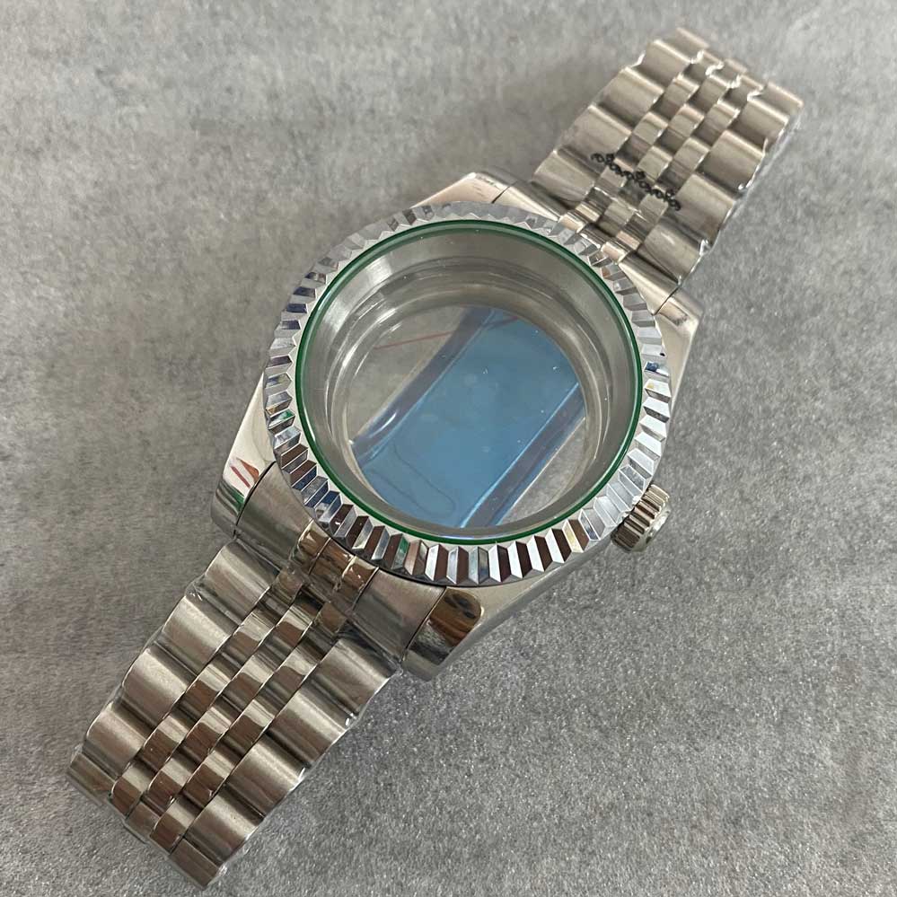 39mm Uhren Zubehör Bausatz Uhr fallen + Edelstahl Band Getriebe Saphir Glas passen NH35/ NH36 Bewegung für männer: D