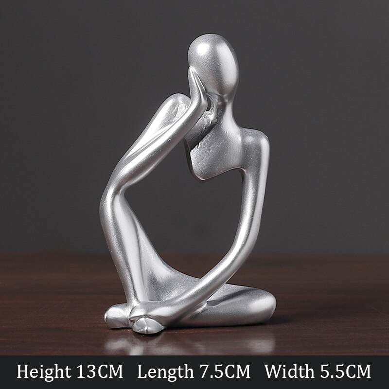 Thinker Statue Abstract Figure Sculpture Small Ornaments Resin Statue Home Crafts Modern Interior Decoration home accessorie: Q