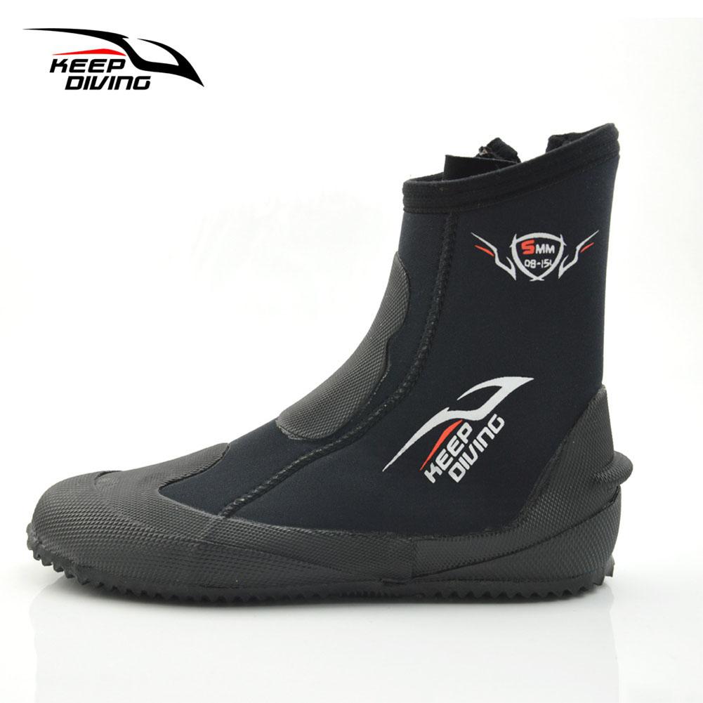 Mounchain 1 paire 5mm néoprène plongée sous-marine bottes chaussures d'eau hiver résistant au froid haute palmes chaudes chaussures de chasse sous-marine