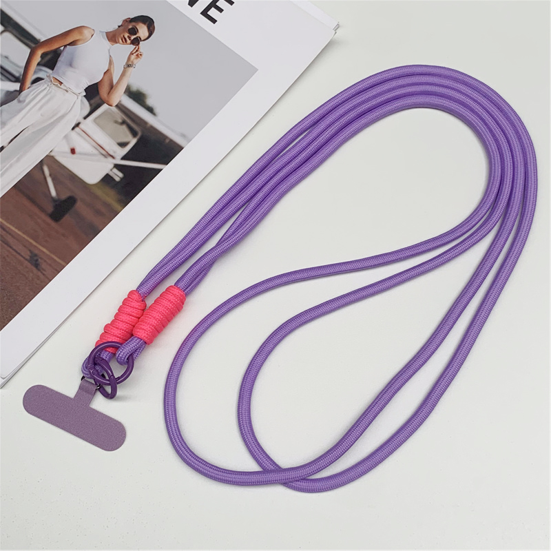 120cm Double Rope Mobile Phone Lanyard Crossbody Phone Straps Neck Clip Cord Rope Twisted Backable Outdoor Anti-loss Phone Chain: black
