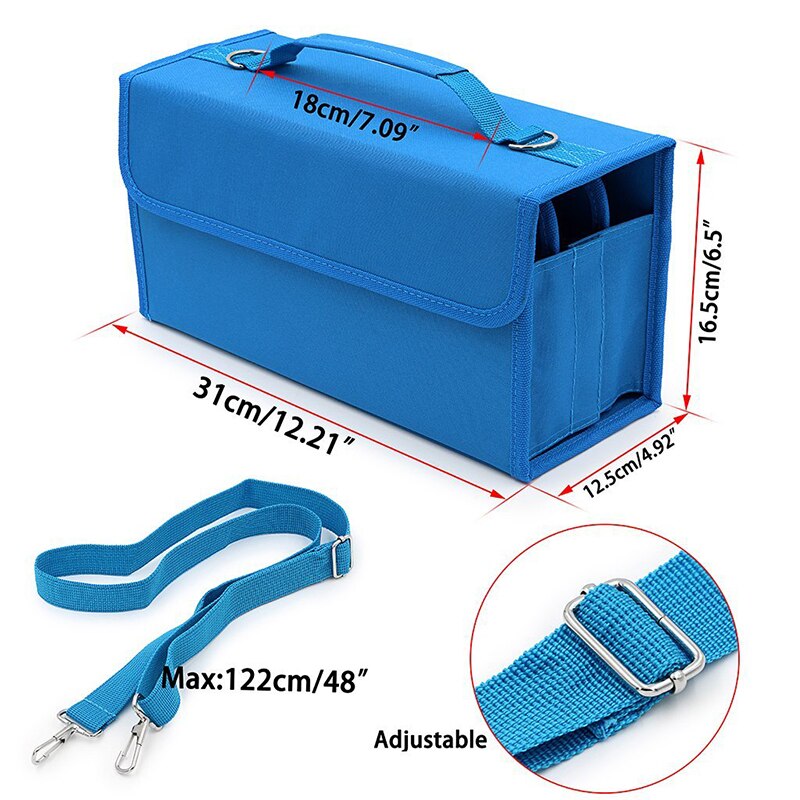 Premium Oxford 80 Slots School Marker Case Markers Bag Holder Marker Pen Painting Draw For kids Student Any Artist