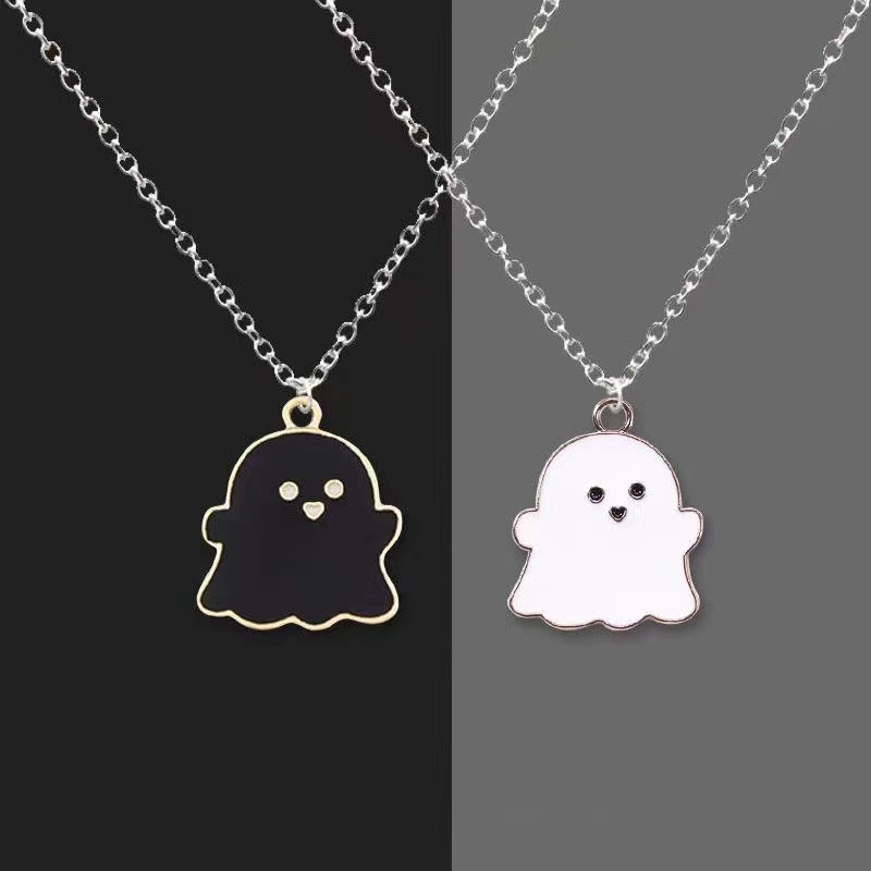 Collar pequeño diablo blanco en la espalda, gargantilla de cuello con cadena para clavícula para mujer, joyería, , gratis