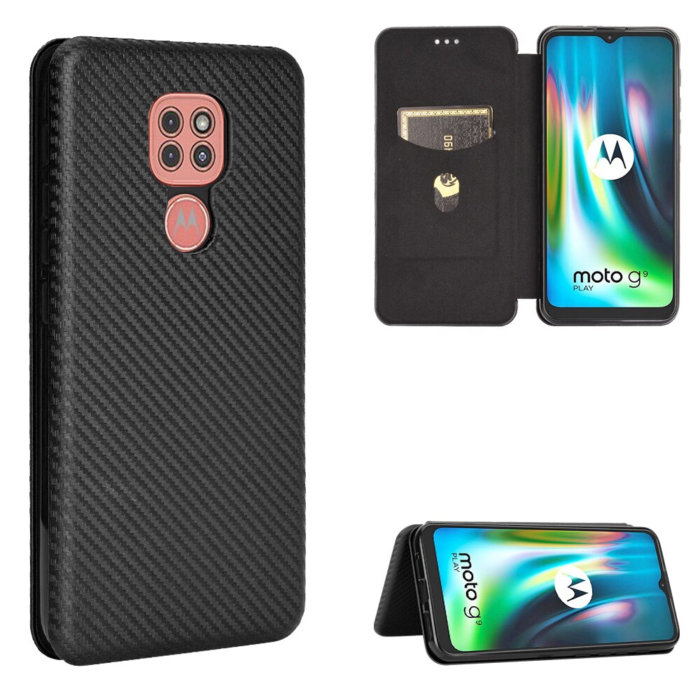 Voor motorola moto  g9 play hoesje koolstofvezel flip lederen hoesje voor motorola moto  g9 play  g 9 g9 play hoesje cover 6.5 inch