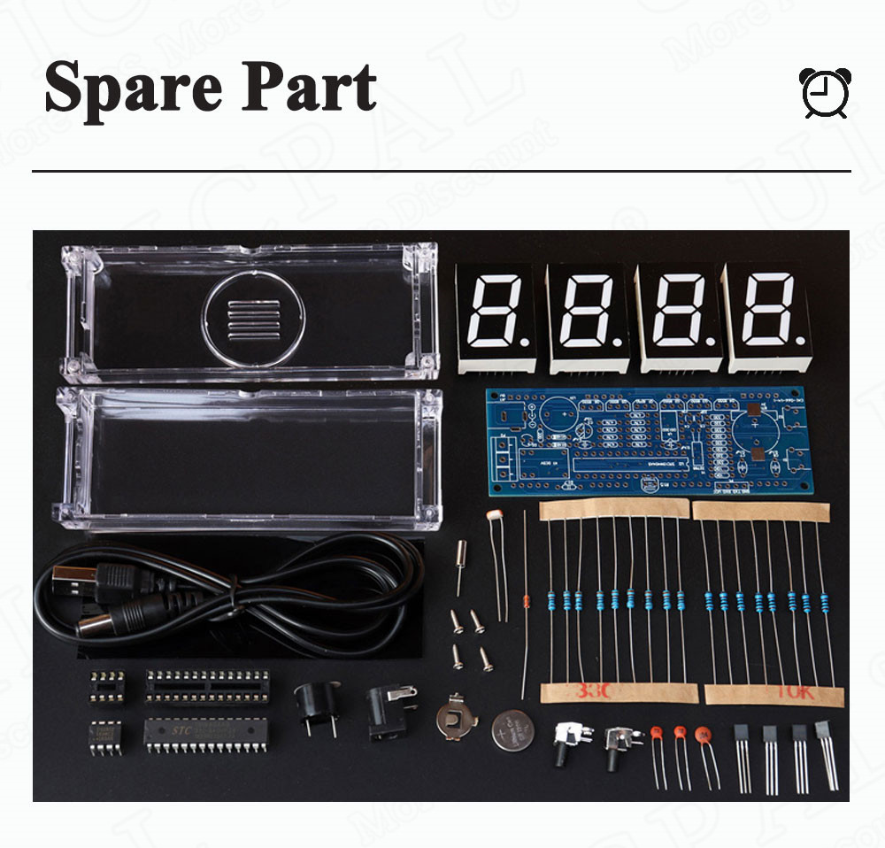 DIY Electronic Kit DIY Clock Kit Digital Tube Display Date Week Temperature Alarm DS1302 Chip Soldering Project Learning