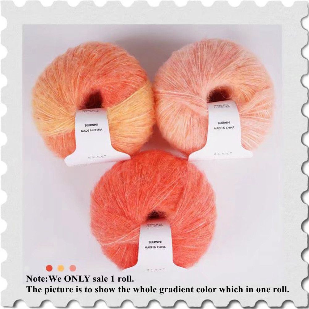 30g/Ball Gradient Mohair Wool Thread Rainbow Colorful Silk Pony Hair Superfine Shawl Scarf Thread DIY Hand Knitting Crochet Yarn: 2