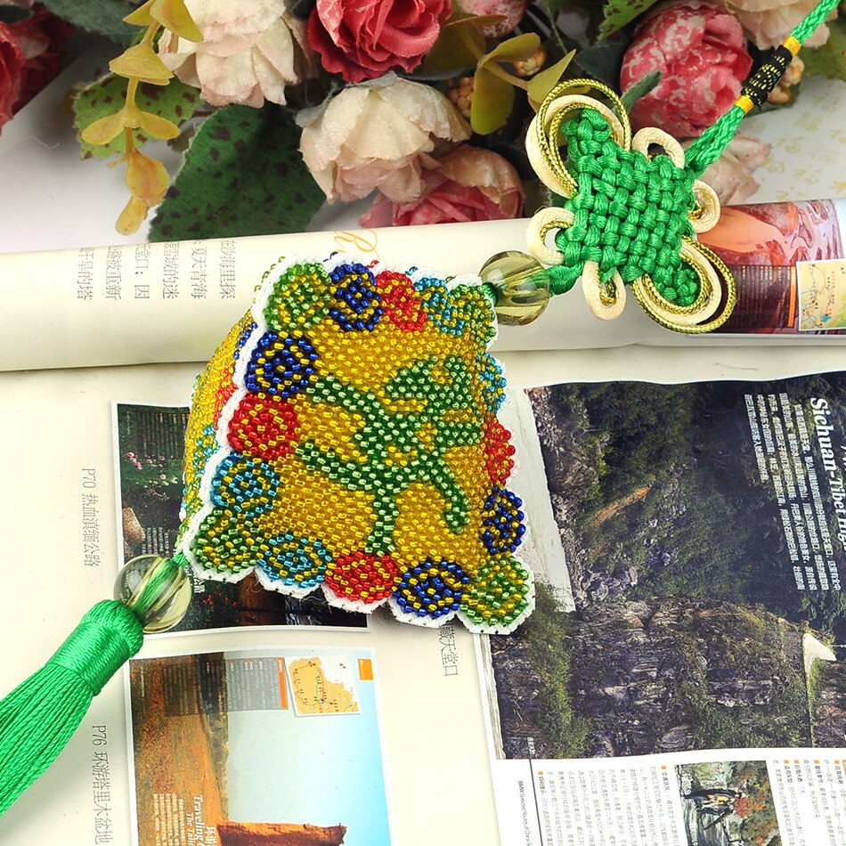 Car Key Chain Accessories Stamped Crafts DIY Printed Cross-Stitching-Kit Embroidery Stich-Bead Needlework DM-014