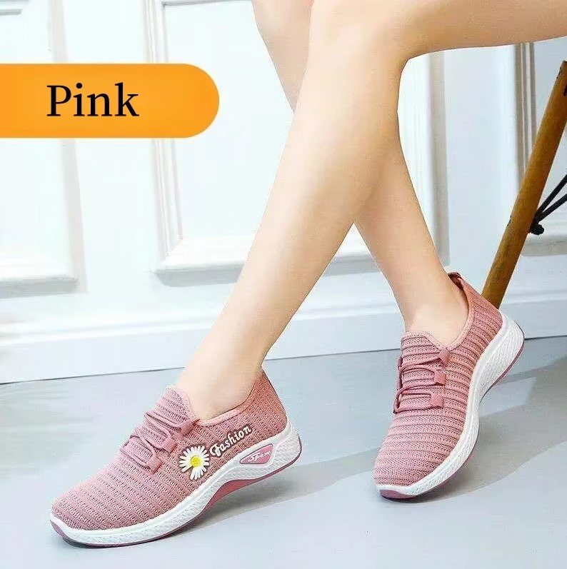 Women's Shoes Autumn Style True Fly Weaving Old Beijing Cloth Shoes Little Daisy Women's Casual Sports Shoes Walking Shoes: Pink / 36