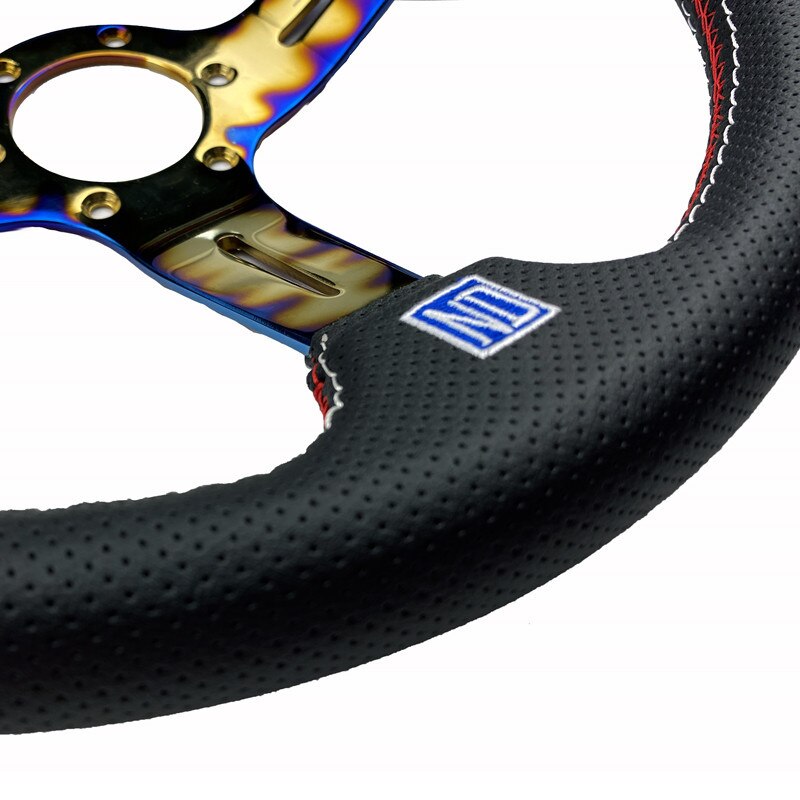 ND 350mm Burn blue Steering Wheel Leather Deep concave Steering Wheel Game Steering Wheel