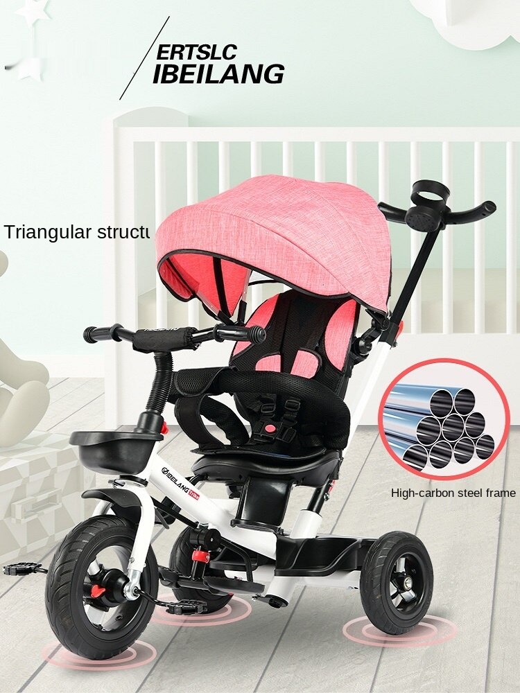 Lazychild 4 In 1 Opvouwbare Kinderwagen Kinderen Driewieler Kinderen Fiets Met Opslag Mand