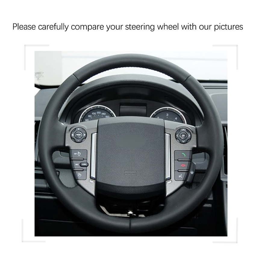 Black Artificial Leather Handsewing No-slip Car Steering Wheel Cover for Land Rover Freelander 2