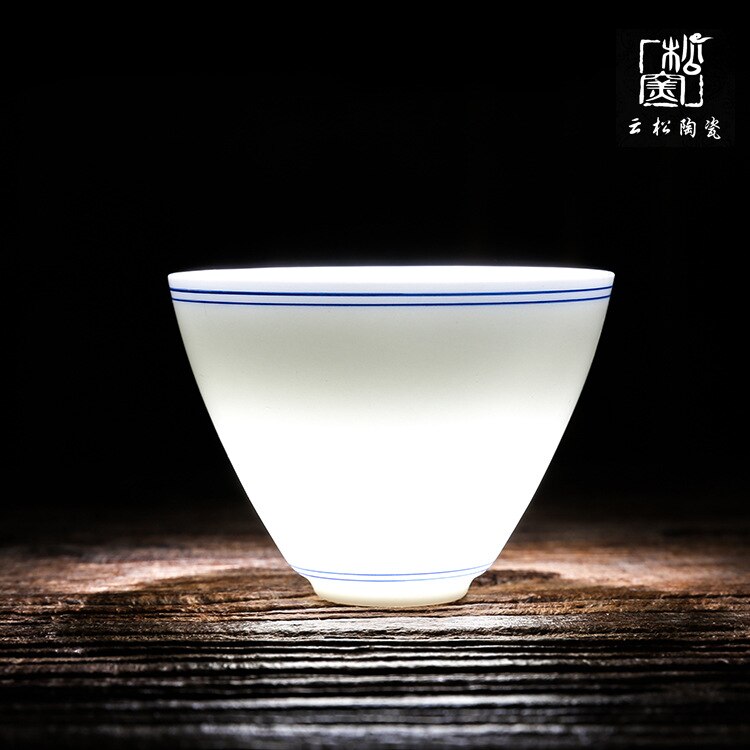 Dehua Ceramic Tea Utensil Hand-Painted Ceramic Whiteware Teacup Drawing Line Single Cup Master Cup Ceramic Teacups: teacup3