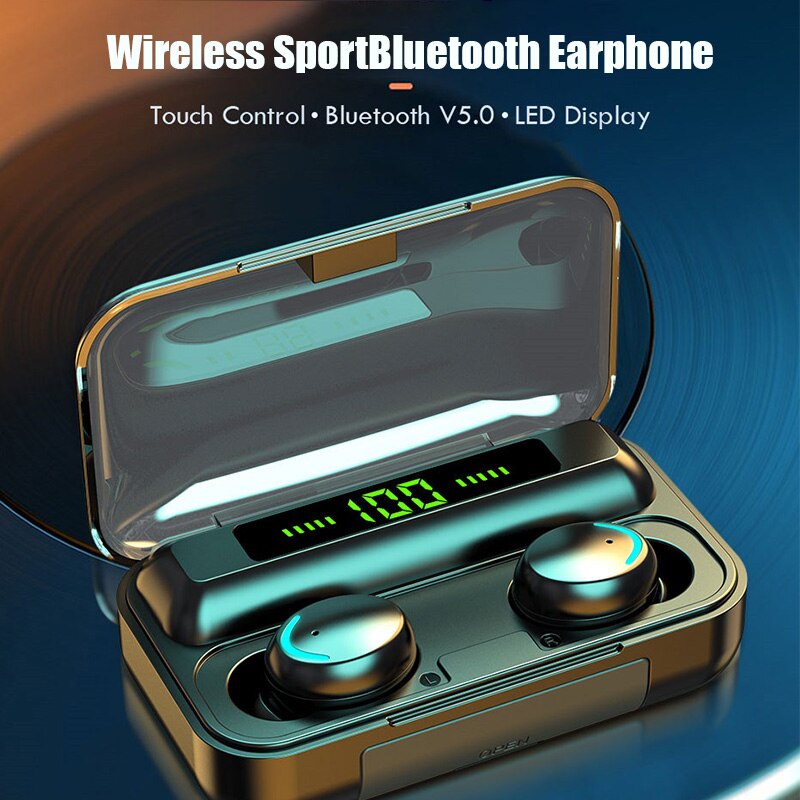 V5.1 F9 Tws Draadloze Hoofdtelefoon Bluetooth Oortelefoon Sport Waterdichte Headset Hifi Stereo Arbuds Voor Ios Android Smart Phone