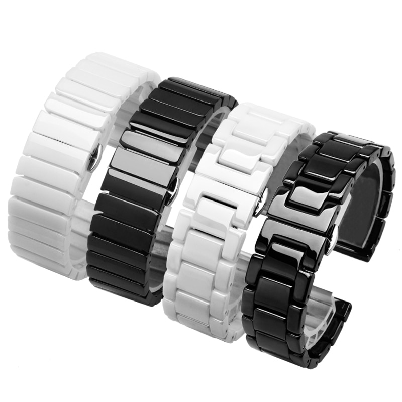 Bracelet de montre en céramique de 14 15 16 17 18 19 20 21 22mm bracelet de montre blanc noir pour hommes et femmes