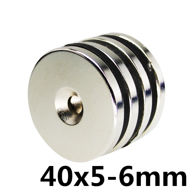 1pcs 40mm x 5mm Gat 6mm N35 Super Neodymium Ronde Ring Permanente Magneet 40*5*6 zoeken magneet