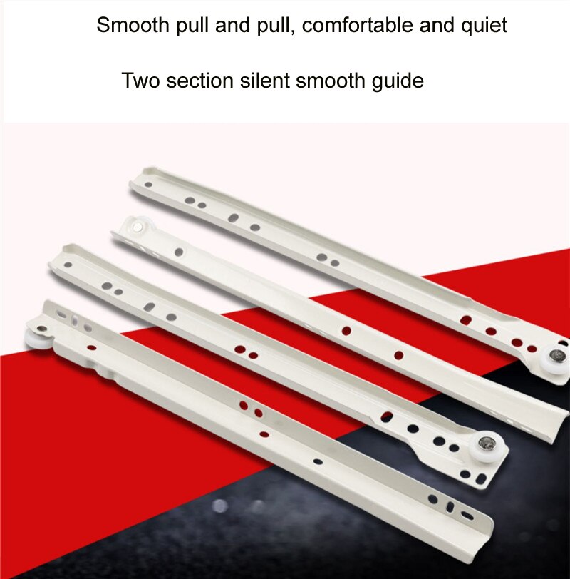 Hoge Hardheid Lade Track Roller Twee Sectie Slide Track Computer Bureau Lade Twee Sectie Geleiderail Kantoor Tafel Katrol Glijbaan