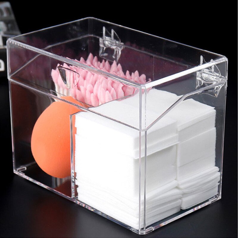Acrylic Waterproof Storage Box Cotton Swab Pads Dustproof Storage Container Transparent Cosmetic Classification Organizer Case