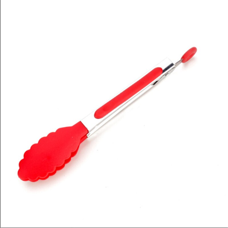 Silicone Keuken Barbecue Tong Grillen Koken Bbq Salade Serveren Roestvrij Handvat Gebruiksvoorwerp Keuken Accessoires: Rood