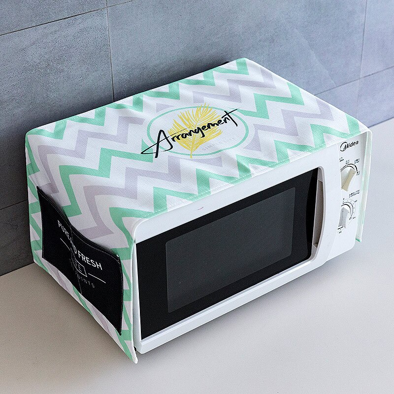 Small Fresh Microwave Oven Cover Waterproof Fabric Dust Cover Rectangular Oven Cover Cloth with Cover Towel: 2