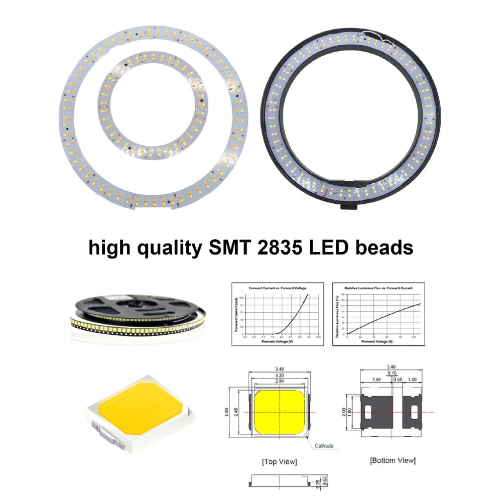Selens LED anneau lumière 26cm Dimmable vidéo en direct Studio éclairage lampe ronde Youtuber Facebook avec 2m trépied support